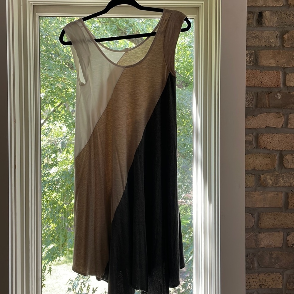 Anthropologie, asymmetrical dress with cap sleeves